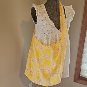 Free People seashell yellow linen tote